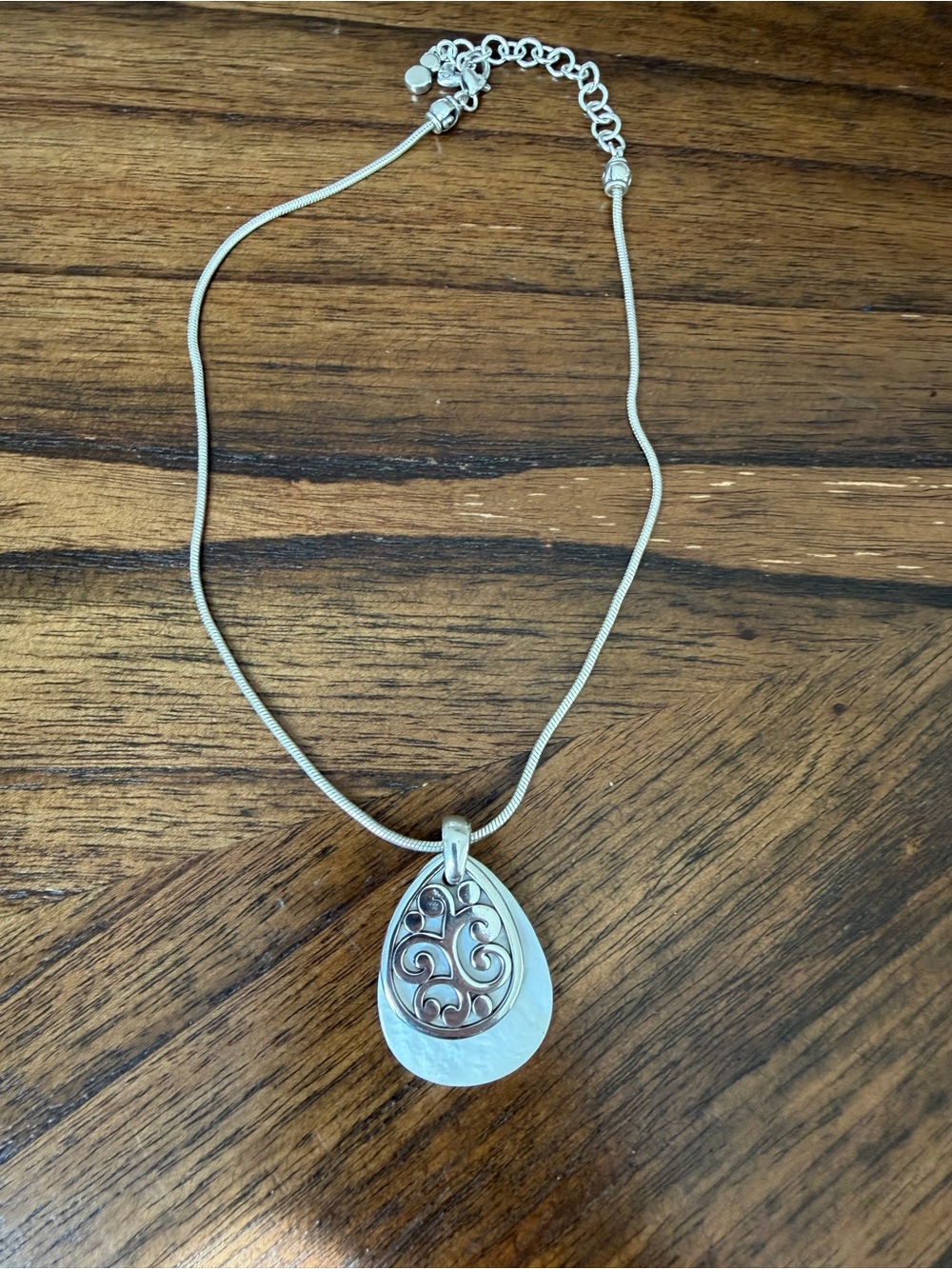 Brighton Silver Two-Tone Filigree Teardrop Necklace